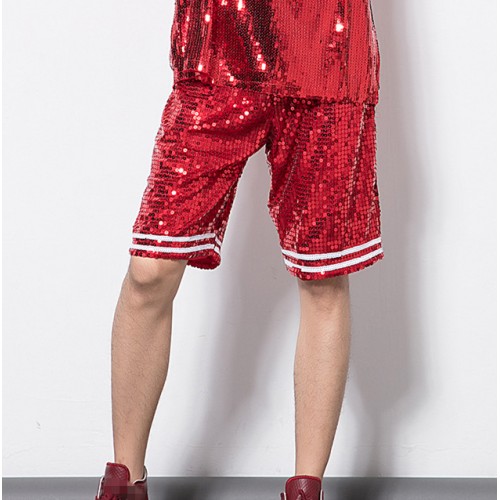 Men's hiphop dance shorts men's male competition stage performance sequined singers dancers street dance shorts